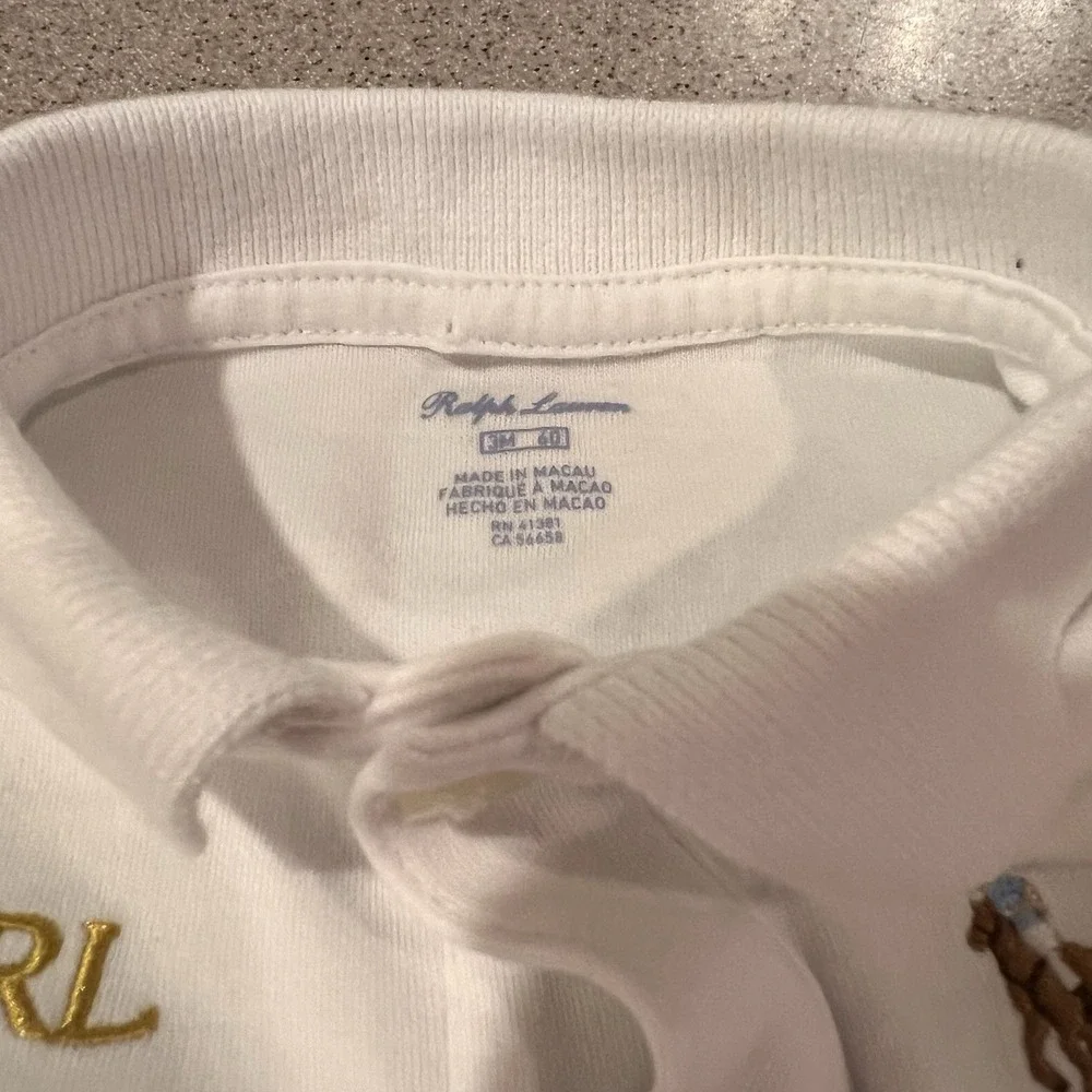 Ralph Lauren Baby Polo Jumpsuit 3M White Footless One Piece Preppy Infant Outfit